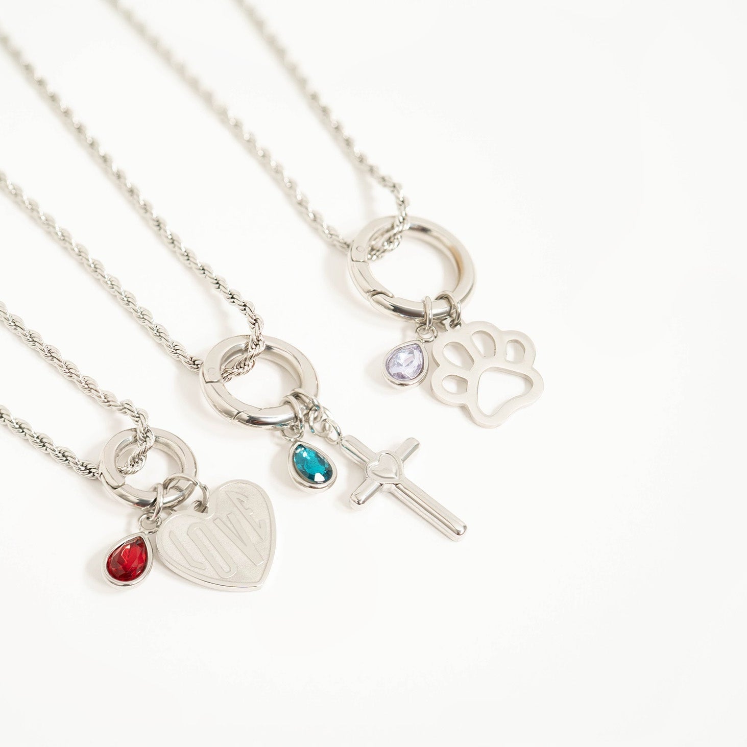 18K Gold Charm Set – Hypoallergenic Jewelry With Faith & Love Pendants, PVD Coated - charm | Sunflower Soul Boutique