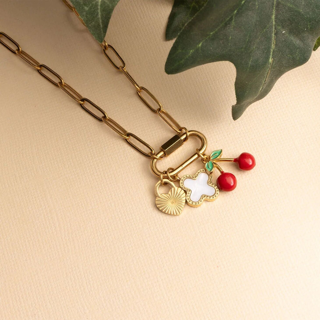 18K Gold Charm Set – Lightweight Cherry Heart Charms | Tarnish Resistant Jewelry - Jewelry sets | Sunflower Soul Boutique