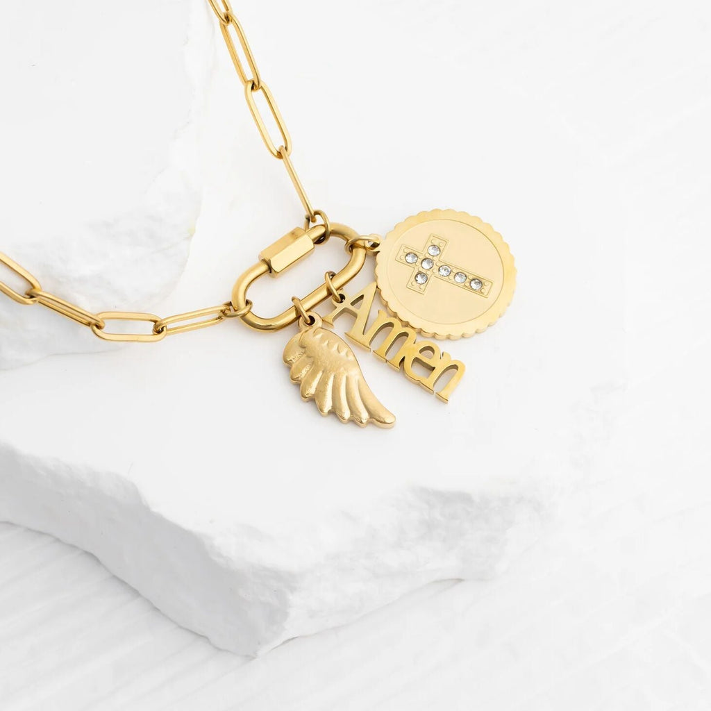 18K Gold Charm Set – Polished Gold Stainless Steel Blessings Charms for Luck & Protection - Jewelry sets | Sunflower Soul Boutique