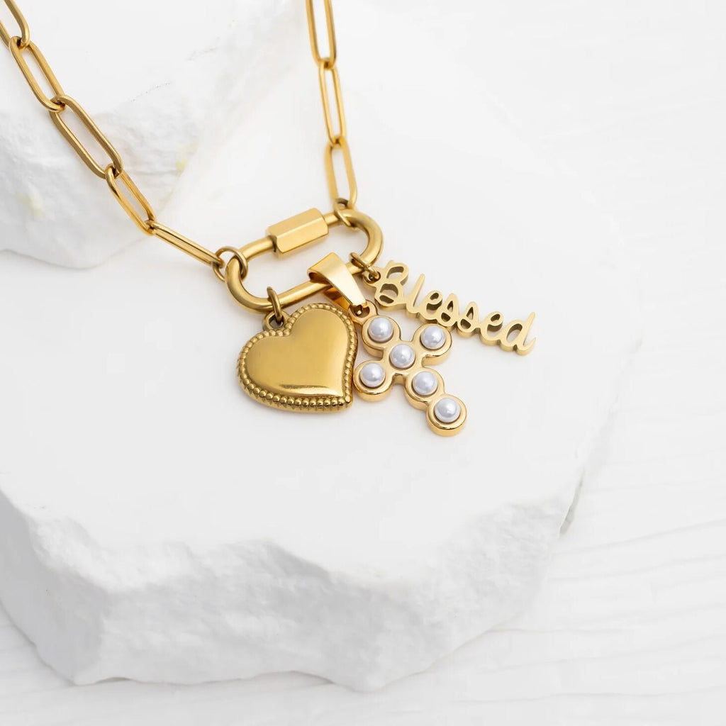 18K Gold Charm Set – Polished Gold Stainless Steel Blessings Charms for Luck & Protection - Jewelry sets | Sunflower Soul Boutique