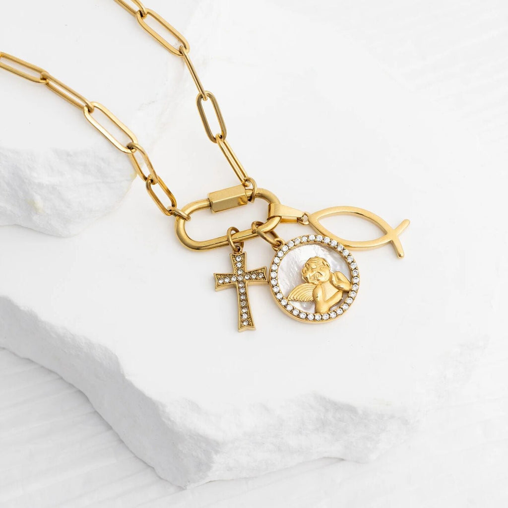 18K Gold Charm Set – Polished Gold Stainless Steel Blessings Charms for Luck & Protection - Jewelry sets | Sunflower Soul Boutique