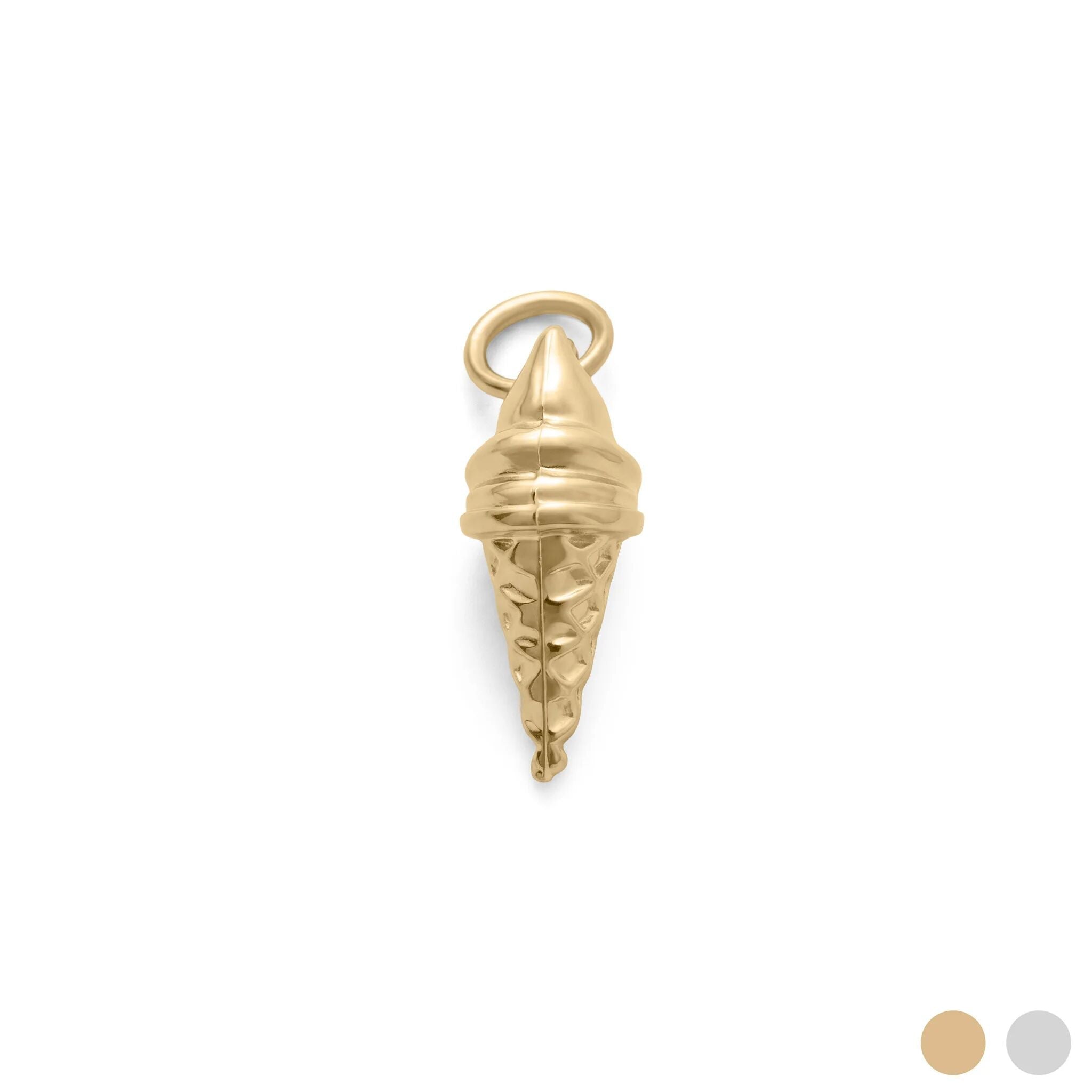 18K Gold Charm – Stainless Steel Ice Cream Cone | Scratch & Tarnish Resistant - Charms | Sunflower Soul Boutique