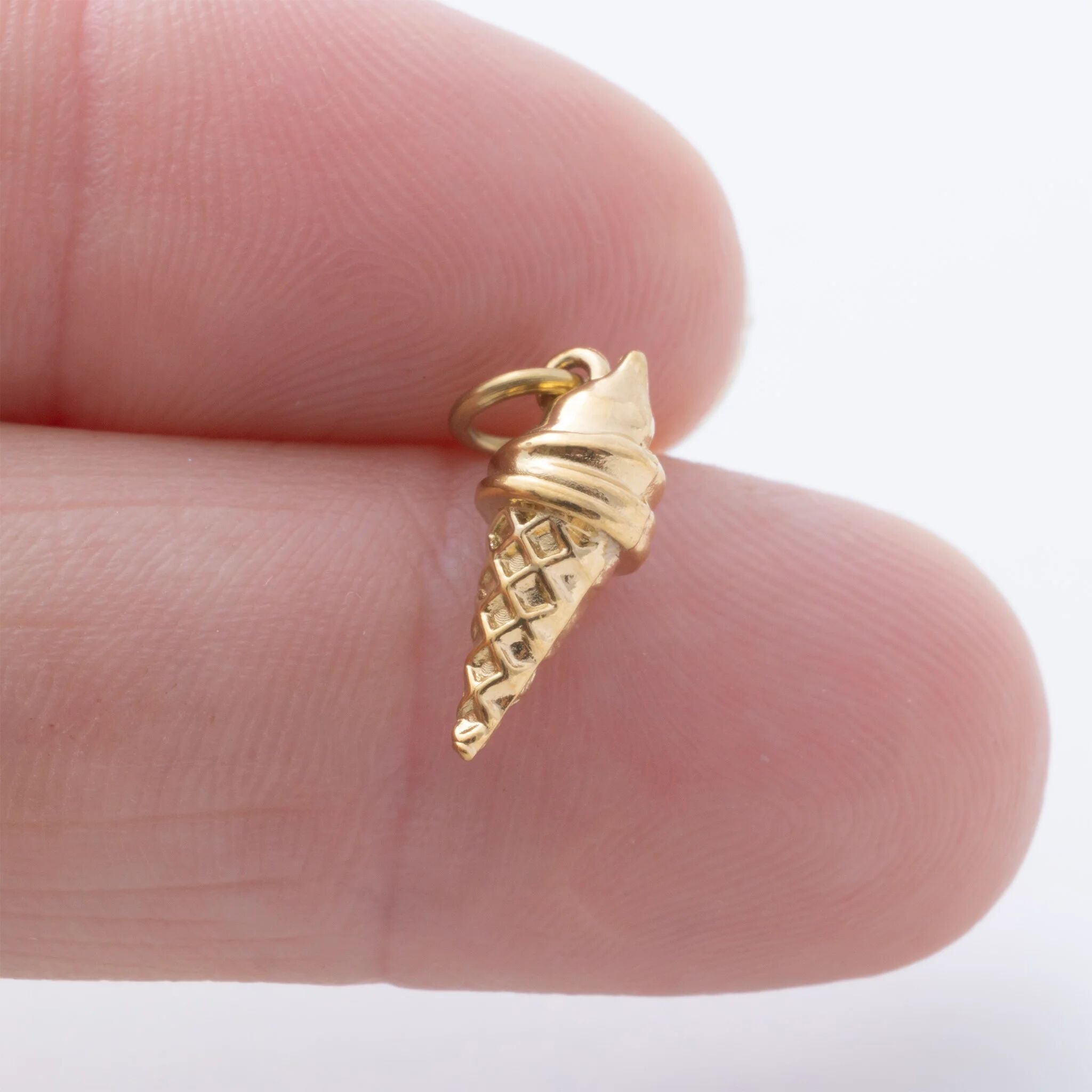 18K Gold Charm – Stainless Steel Ice Cream Cone | Scratch & Tarnish Resistant - Charms | Sunflower Soul Boutique