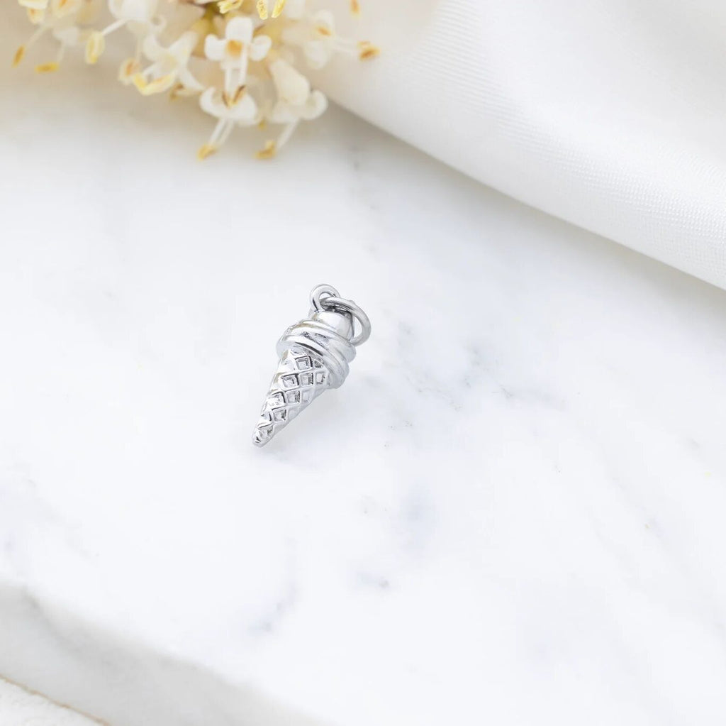 18K Gold Charm – Stainless Steel Ice Cream Cone | Scratch & Tarnish Resistant - Charms | Sunflower Soul Boutique