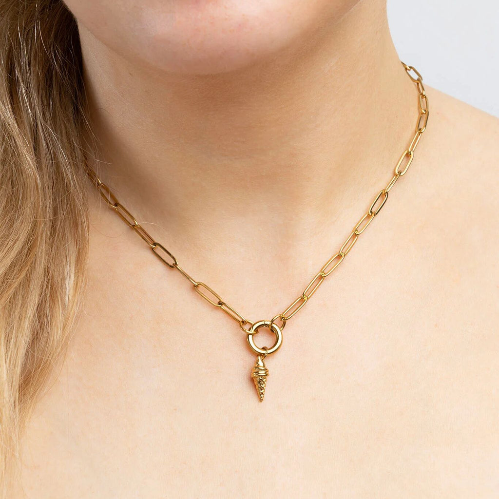18K Gold Charm – Stainless Steel Ice Cream Cone | Scratch & Tarnish Resistant - Charms | Sunflower Soul Boutique