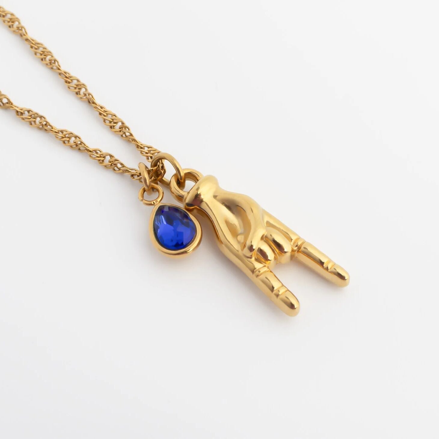 18K Gold Charm – Stainless Steel Rock Hand Pendant with Gold PVD Finish - Charms | Sunflower Soul Boutique