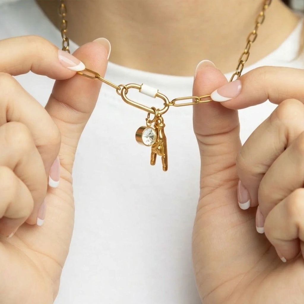 18K Gold Charm – Stainless Steel Rock Hand Pendant with Gold PVD Finish - Charms | Sunflower Soul Boutique