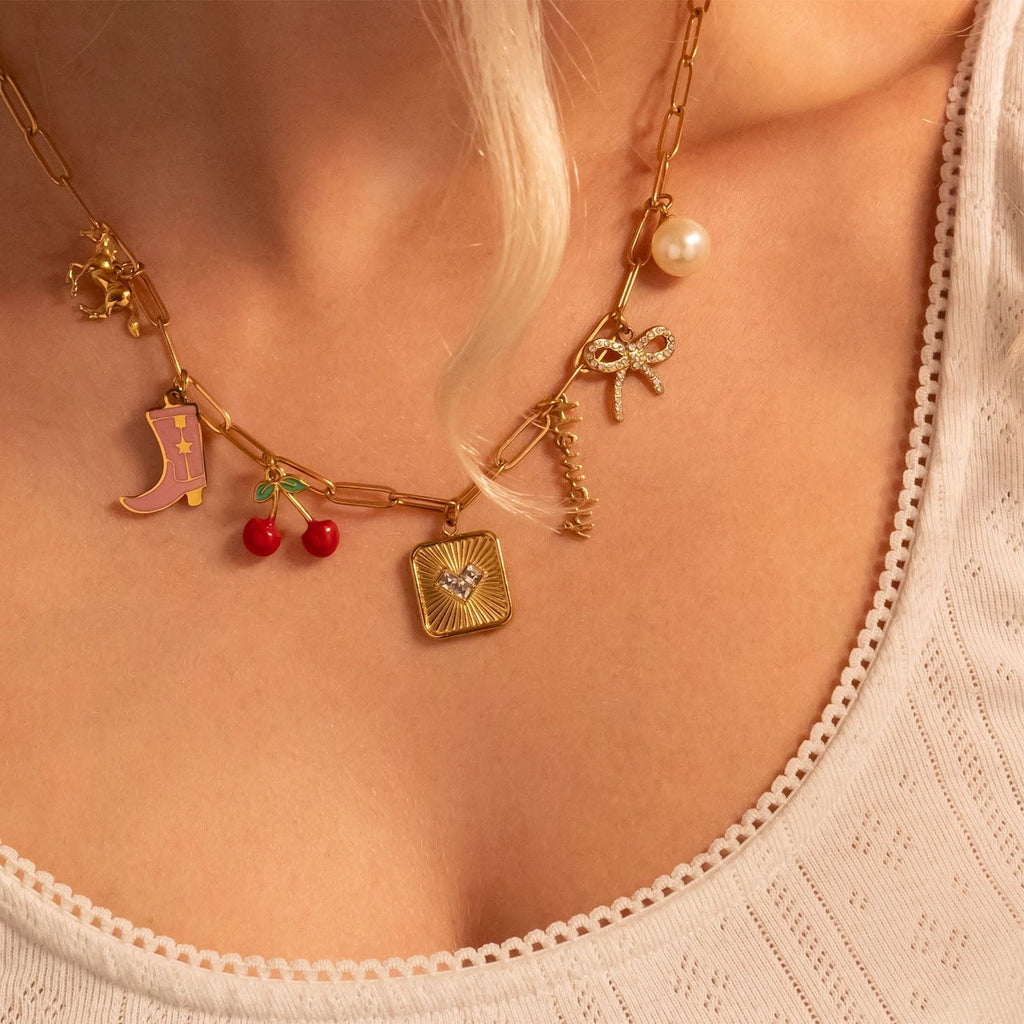 18K Gold Charm – Stainless Steel Western Style Cowgirl Jewelry Pendant 18x10mm - charm | Sunflower Soul Boutique