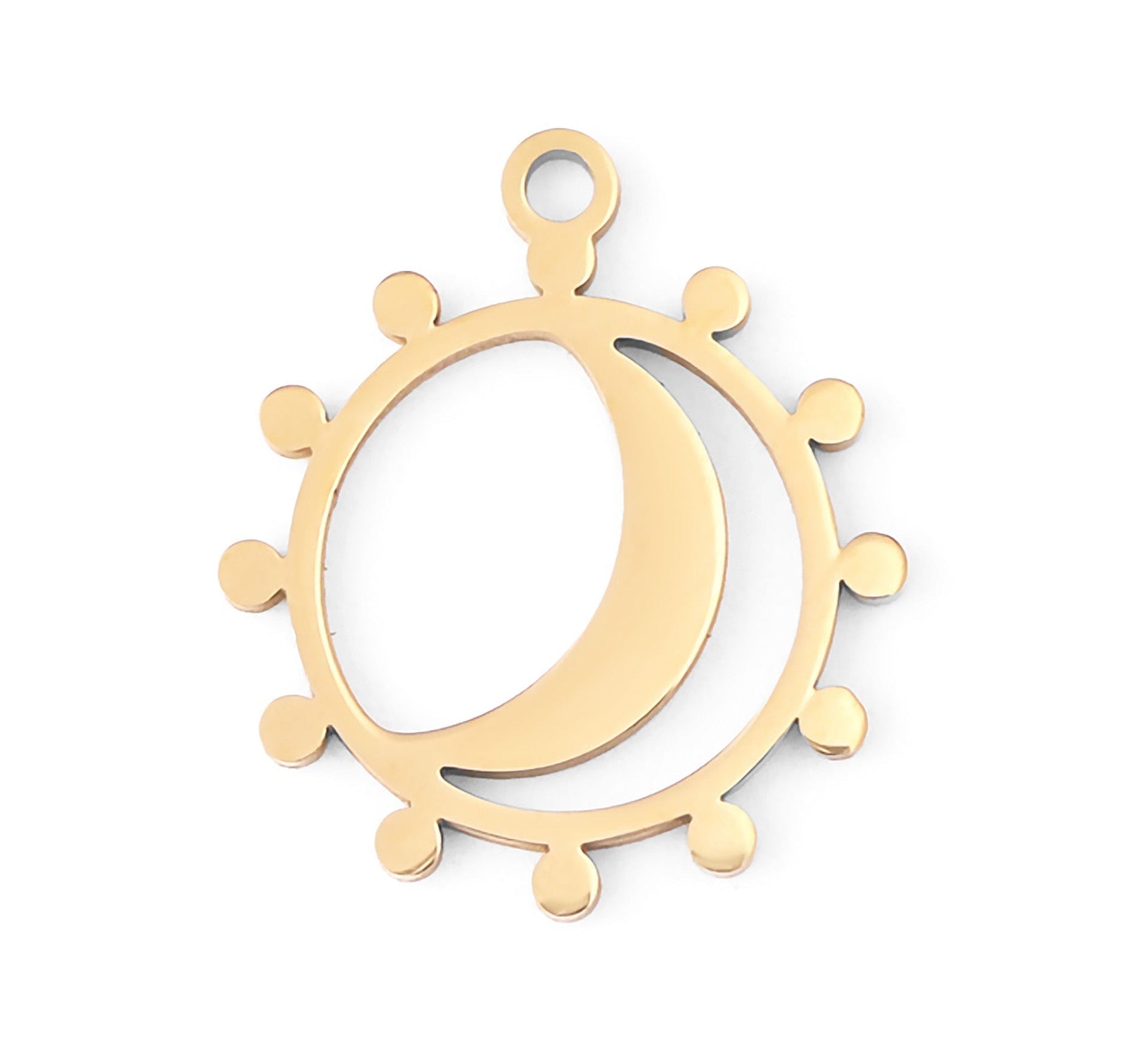 18K Gold Charm | Sun And Moon Pendant - Waterproof Hypoallergenic Jewelry - charm | Sunflower Soul Boutique