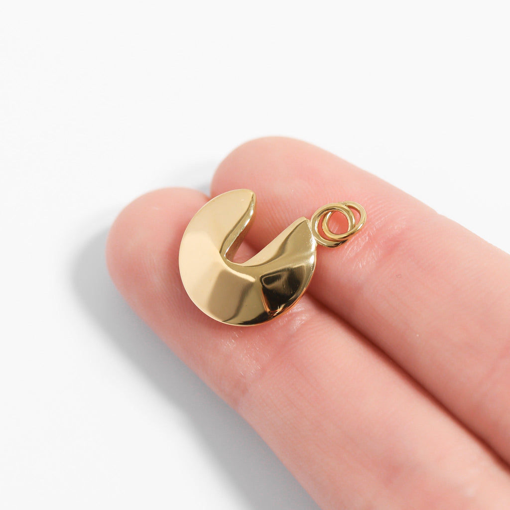 18K Gold Charm – Waterproof PVD Coated Fortune Cookie Pendant | Lucky Keepsake - charm | Sunflower Soul Boutique