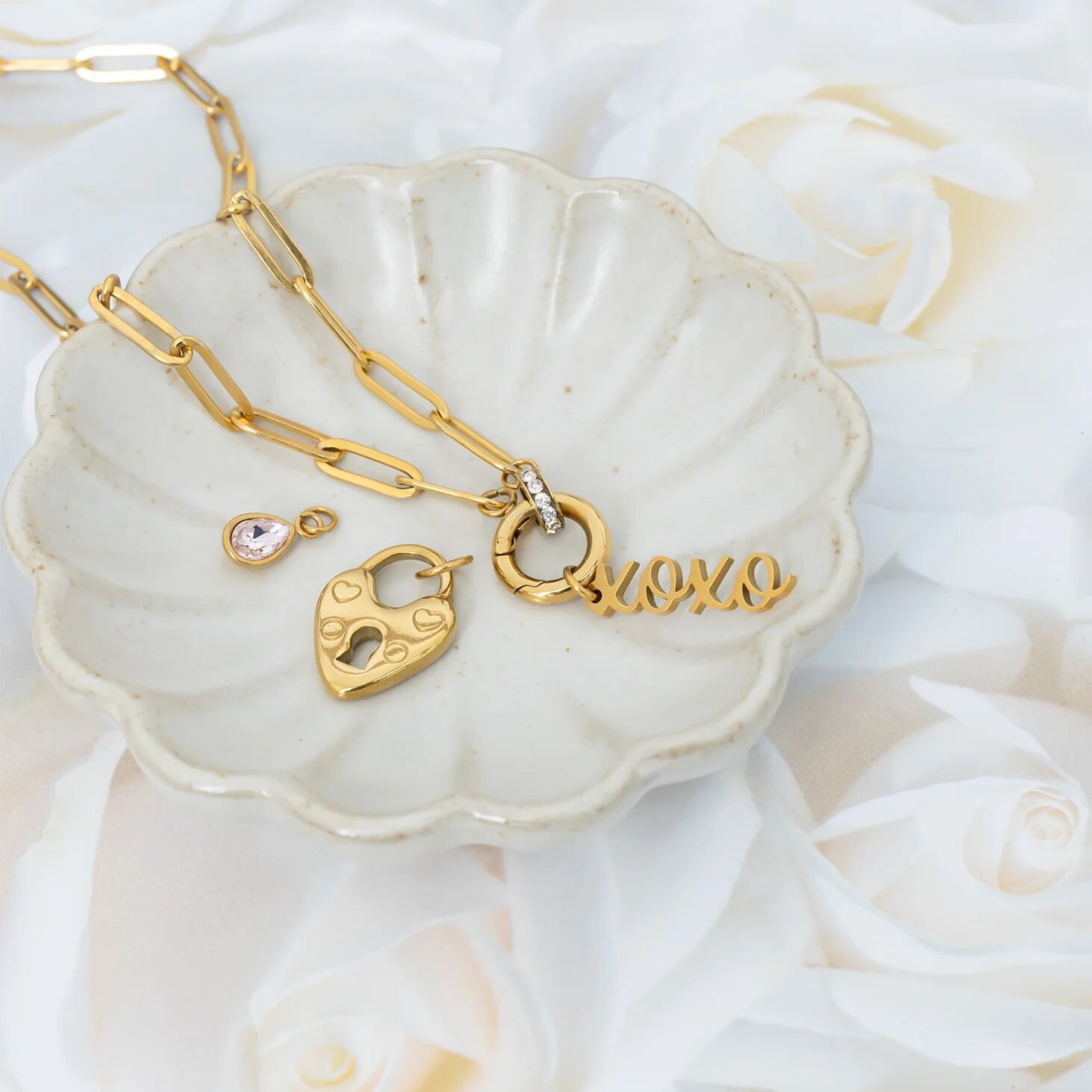 18K Gold Charm - XOXO Bracelet Pendant | Hypoallergenic Stainless Steel Jewelry - charm | Sunflower Soul Boutique