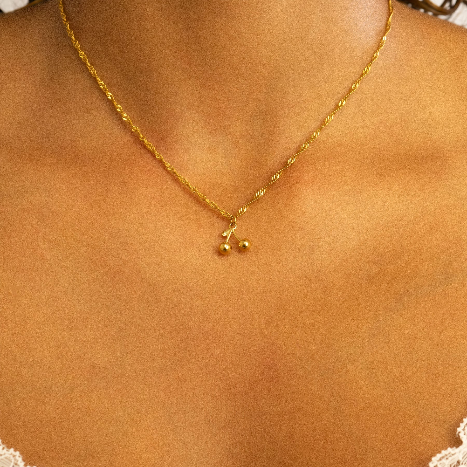 18K Gold Cherry Charm – Stainless Steel Charm With Red Enamel Finish - charm | Sunflower Soul Boutique