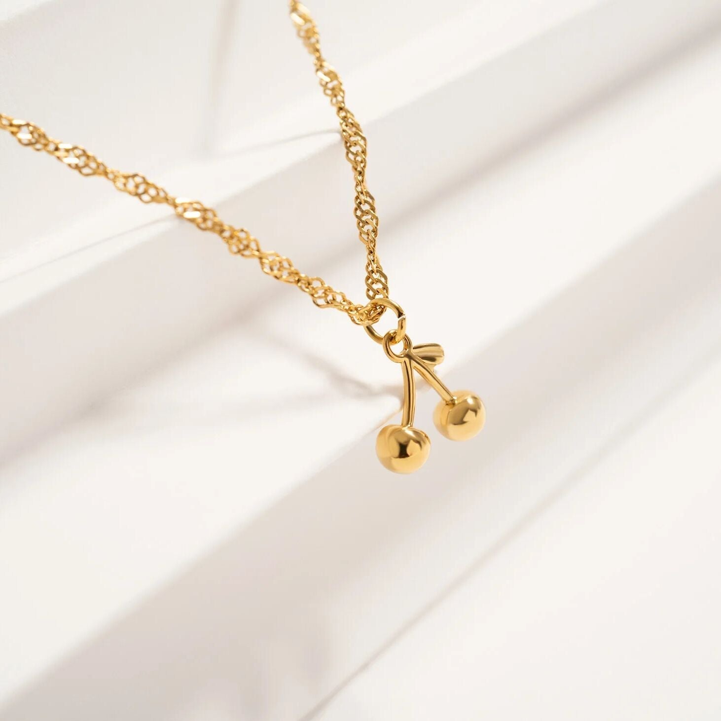 18K Gold Cherry Charm – Stainless Steel Charm With Red Enamel Finish - charm | Sunflower Soul Boutique
