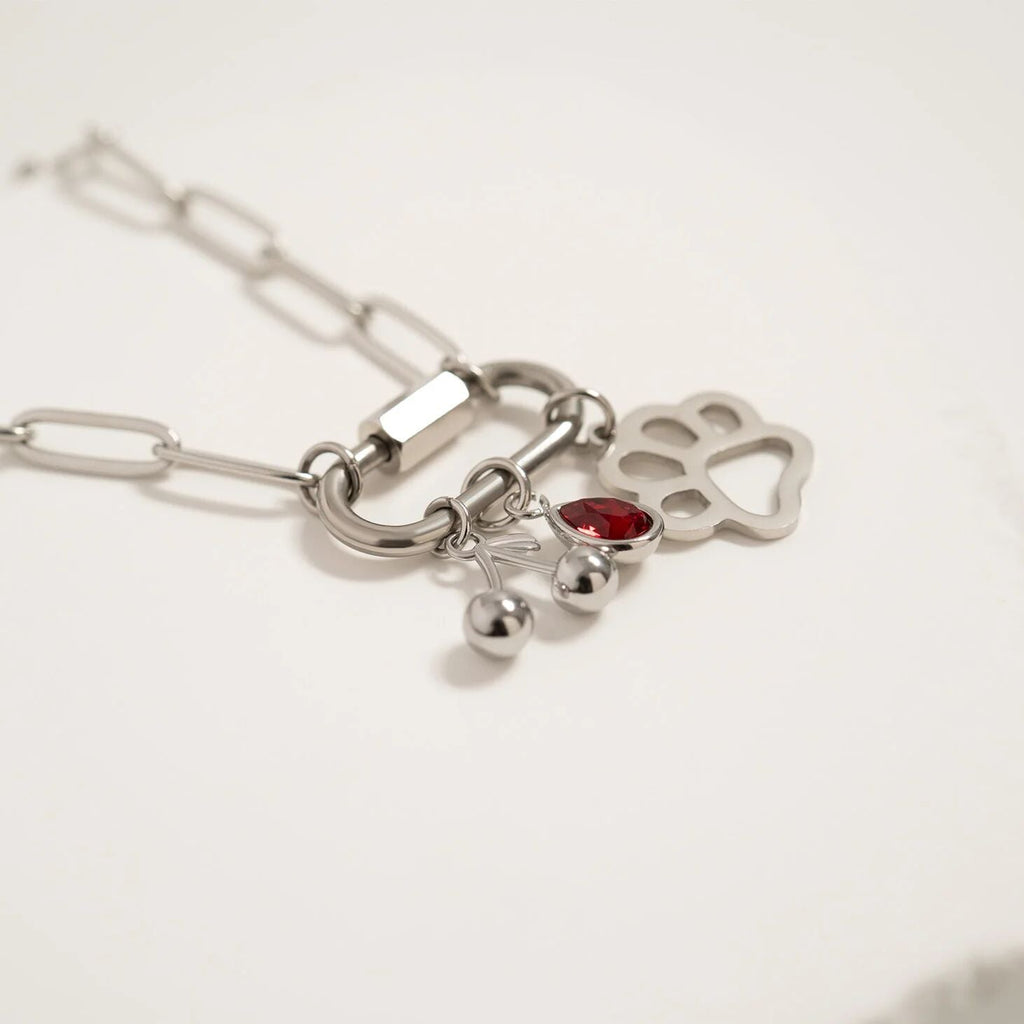 18K Gold Cherry Charm – Stainless Steel Charm With Red Enamel Finish - charm | Sunflower Soul Boutique