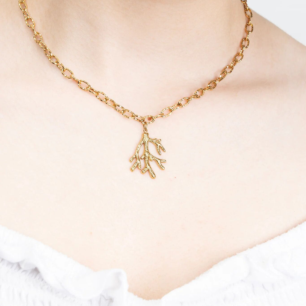 18K Gold Coral Charm – Hypoallergenic Stainless Steel Marine Motif Jewelry - Charms | Sunflower Soul Boutique