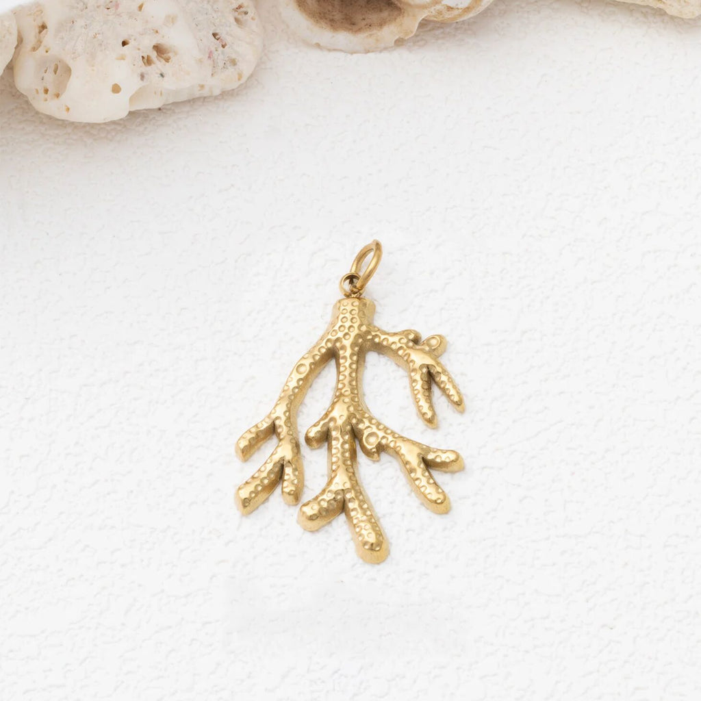 18K Gold Coral Charm – Hypoallergenic Stainless Steel Marine Motif Jewelry - Charms | Sunflower Soul Boutique