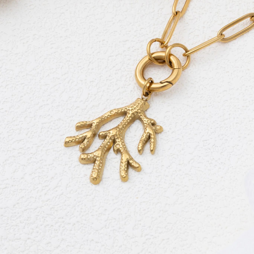 18K Gold Coral Charm – Hypoallergenic Stainless Steel Marine Motif Jewelry - Charms | Sunflower Soul Boutique