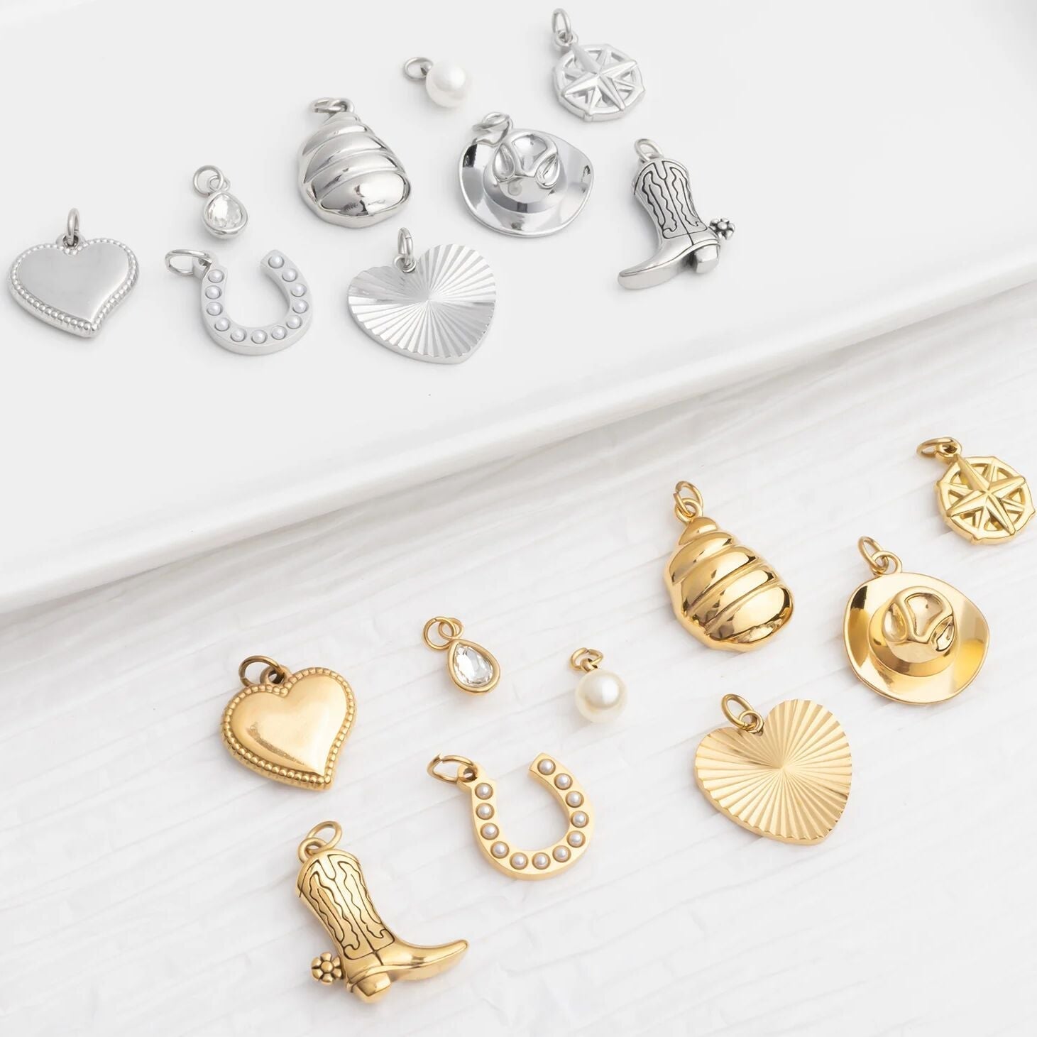 18K Gold Cowboy Charm Set – Premium Stainless Steel Western Coastal Jewelry - Jewelry sets | Sunflower Soul Boutique