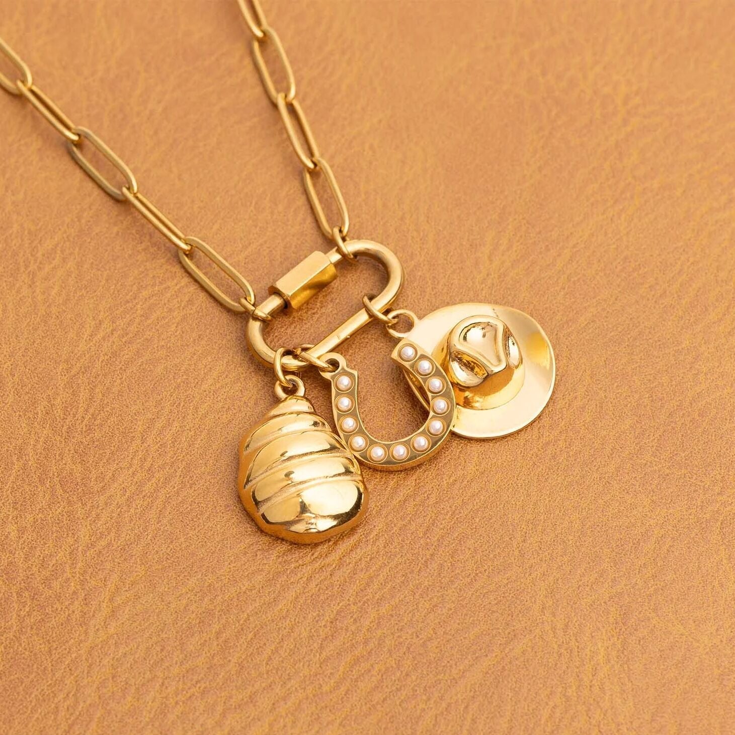 18K Gold Cowboy Charm Set – Premium Stainless Steel Western Coastal Jewelry - Jewelry sets | Sunflower Soul Boutique