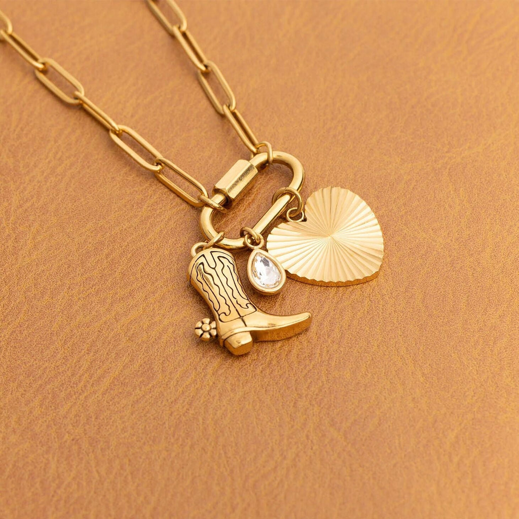 18K Gold Cowboy Charm Set – Premium Stainless Steel Western Coastal Jewelry - Jewelry sets | Sunflower Soul Boutique