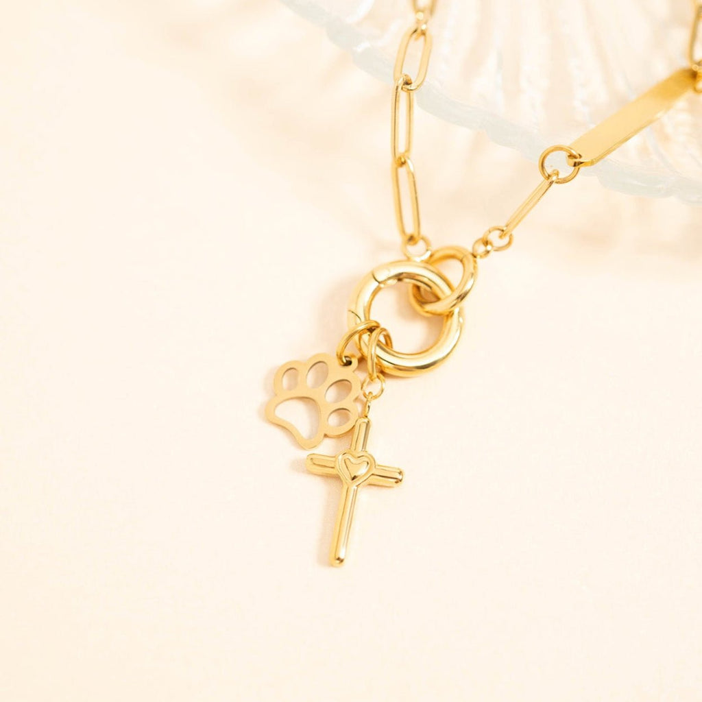 18K Gold Cross Charm – Hypoallergenic Gold Jewelry Pendant With Heart Design - charm | Sunflower Soul Boutique