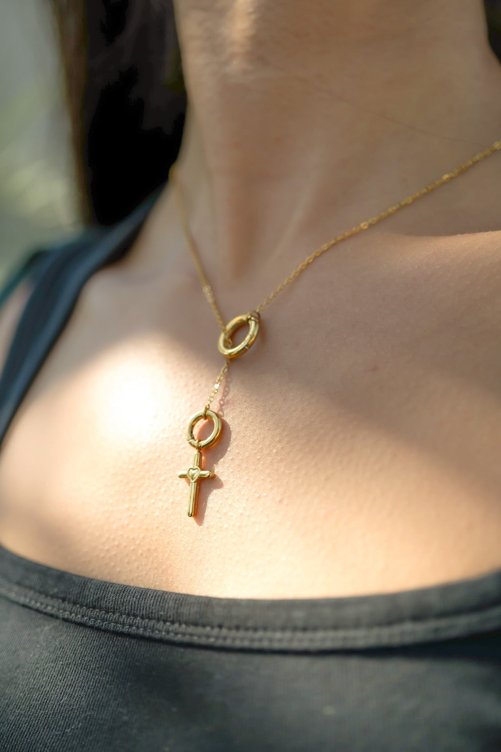 18K Gold Cross Charm – Hypoallergenic Gold Jewelry Pendant With Heart Design - charm | Sunflower Soul Boutique