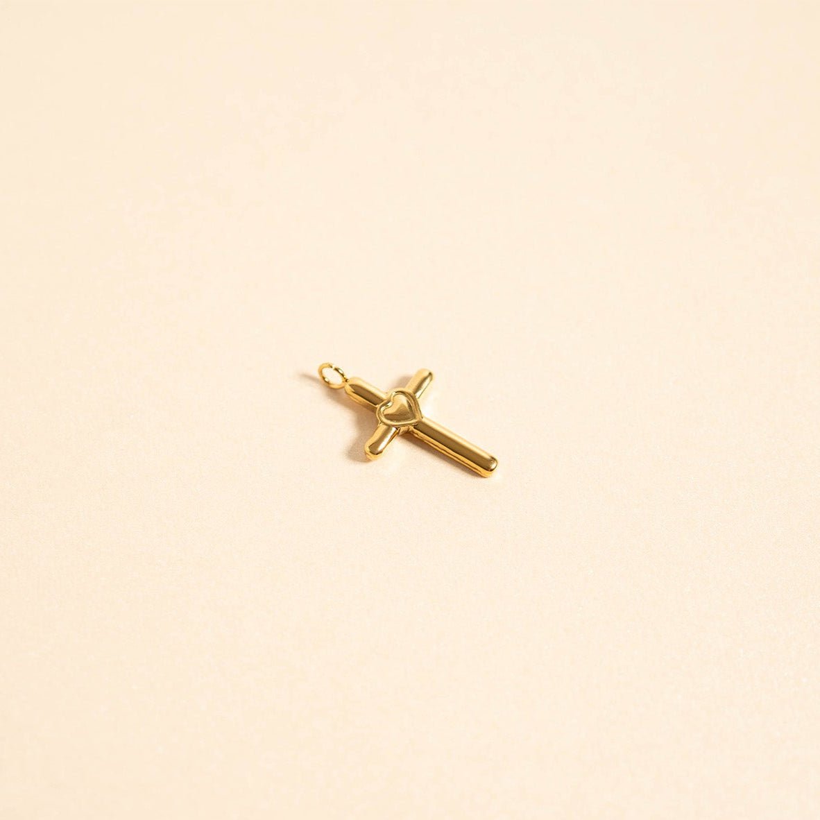 18K Gold Cross Charm – Hypoallergenic Gold Jewelry Pendant With Heart Design - charm | Sunflower Soul Boutique