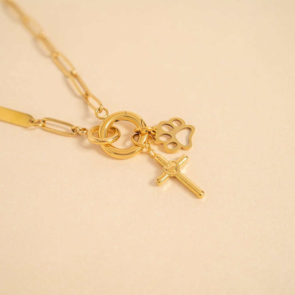 18K Gold Cross Charm – Hypoallergenic Gold Jewelry Pendant With Heart Design - charm | Sunflower Soul Boutique