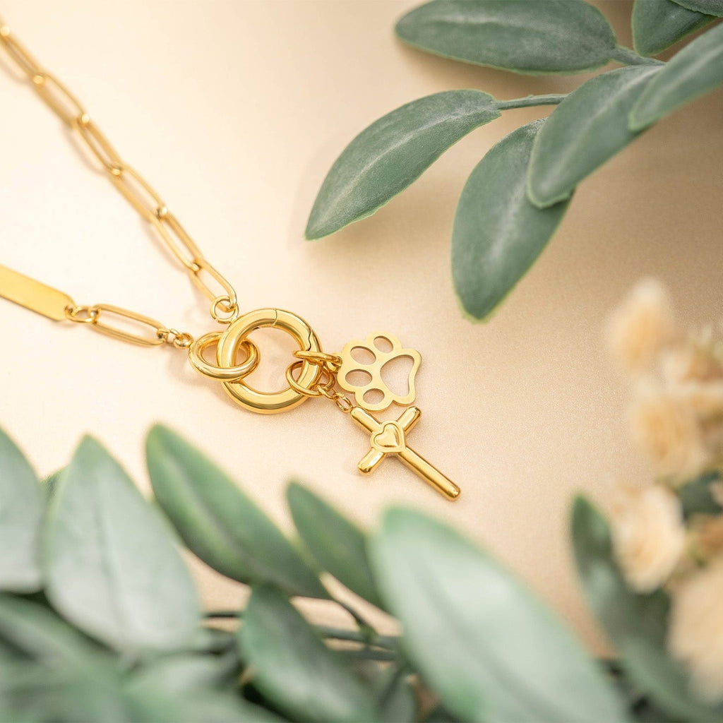 18K Gold Cross Charm – Hypoallergenic Gold Jewelry Pendant With Heart Design - charm | Sunflower Soul Boutique