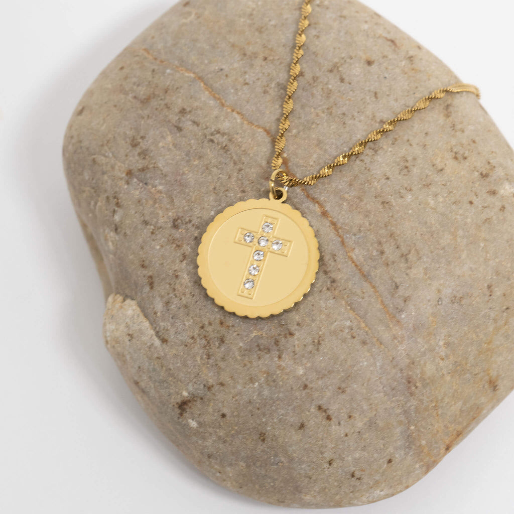 18K Gold Cross Charm – Modern Circle Cross Design | PVD Coated Jewelry - charm | Sunflower Soul Boutique