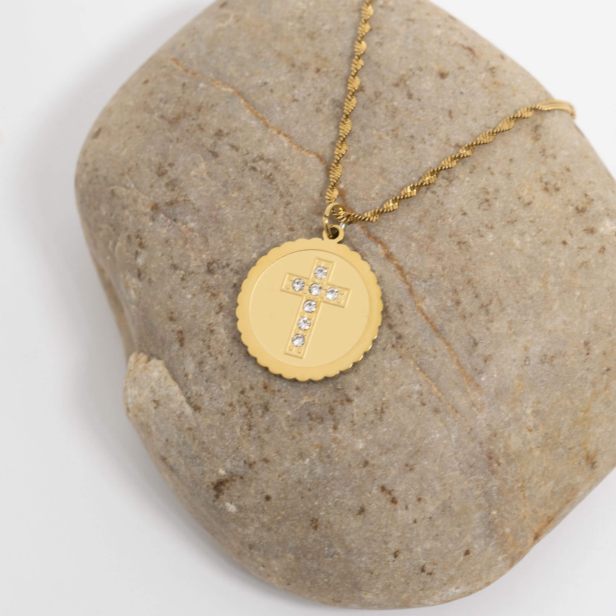 18K Gold Cross Charm – Modern Circle Cross Design | PVD Coated Jewelry - charm | Sunflower Soul Boutique
