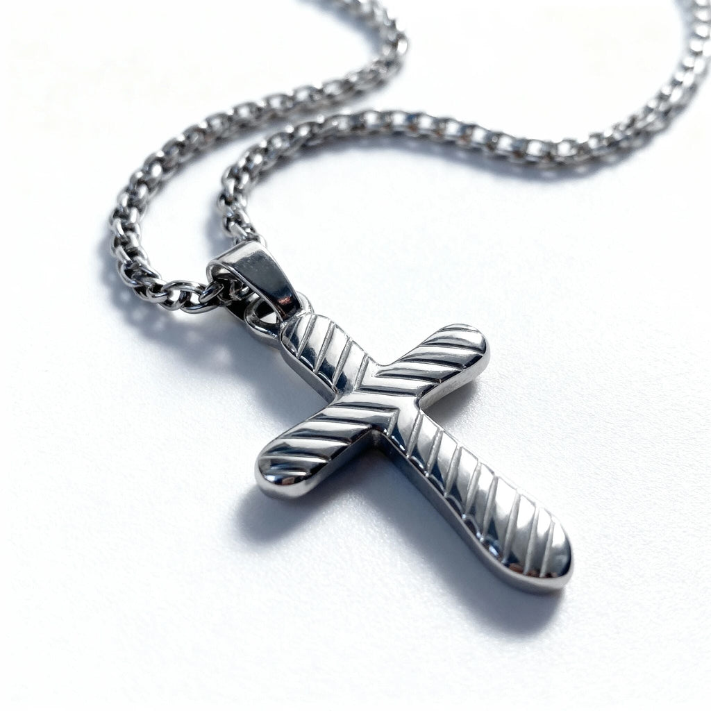 18K Gold Cross Charm – Textured Stainless Steel Pendant | Faith Symbol Pendant - charm | Sunflower Soul Boutique