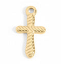 18K Gold Cross Charm – Textured Stainless Steel Pendant | Faith Symbol Pendant - charm | Sunflower Soul Boutique