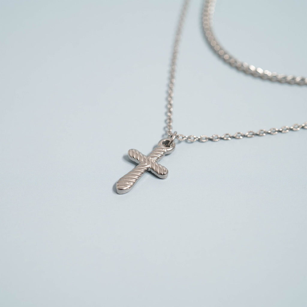 18K Gold Cross Charm – Textured Stainless Steel Pendant | Faith Symbol Pendant - charm | Sunflower Soul Boutique