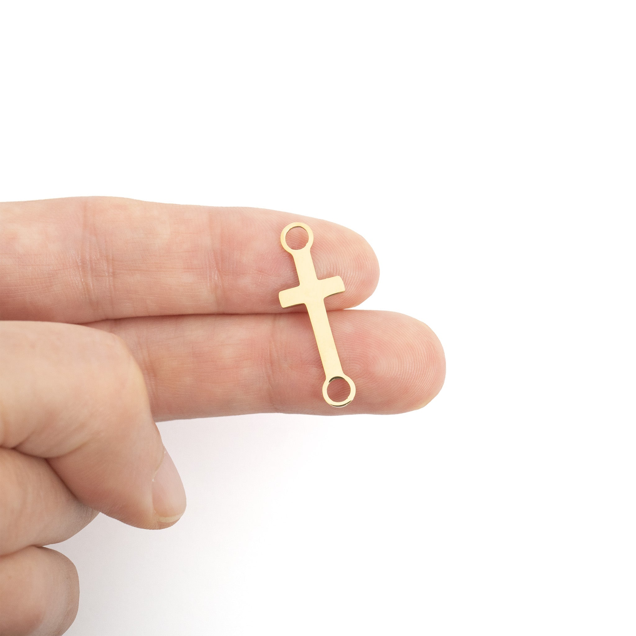 18K Gold Cross Charm – Versatile Stainless Steel Connector | Hypoallergenic Jewelry - Charms | Sunflower Soul Boutique