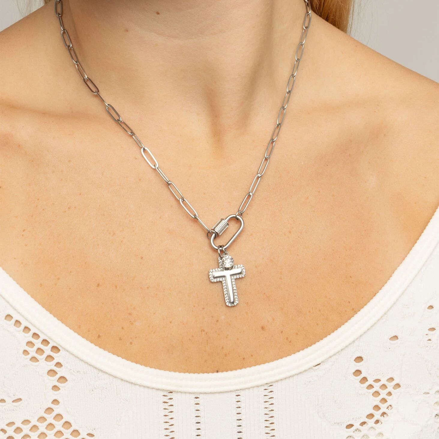 18K Gold Cross Charm – Waterproof Stainless Steel Pendant with Cubic Zirconia Border - Charms | Sunflower Soul Boutique