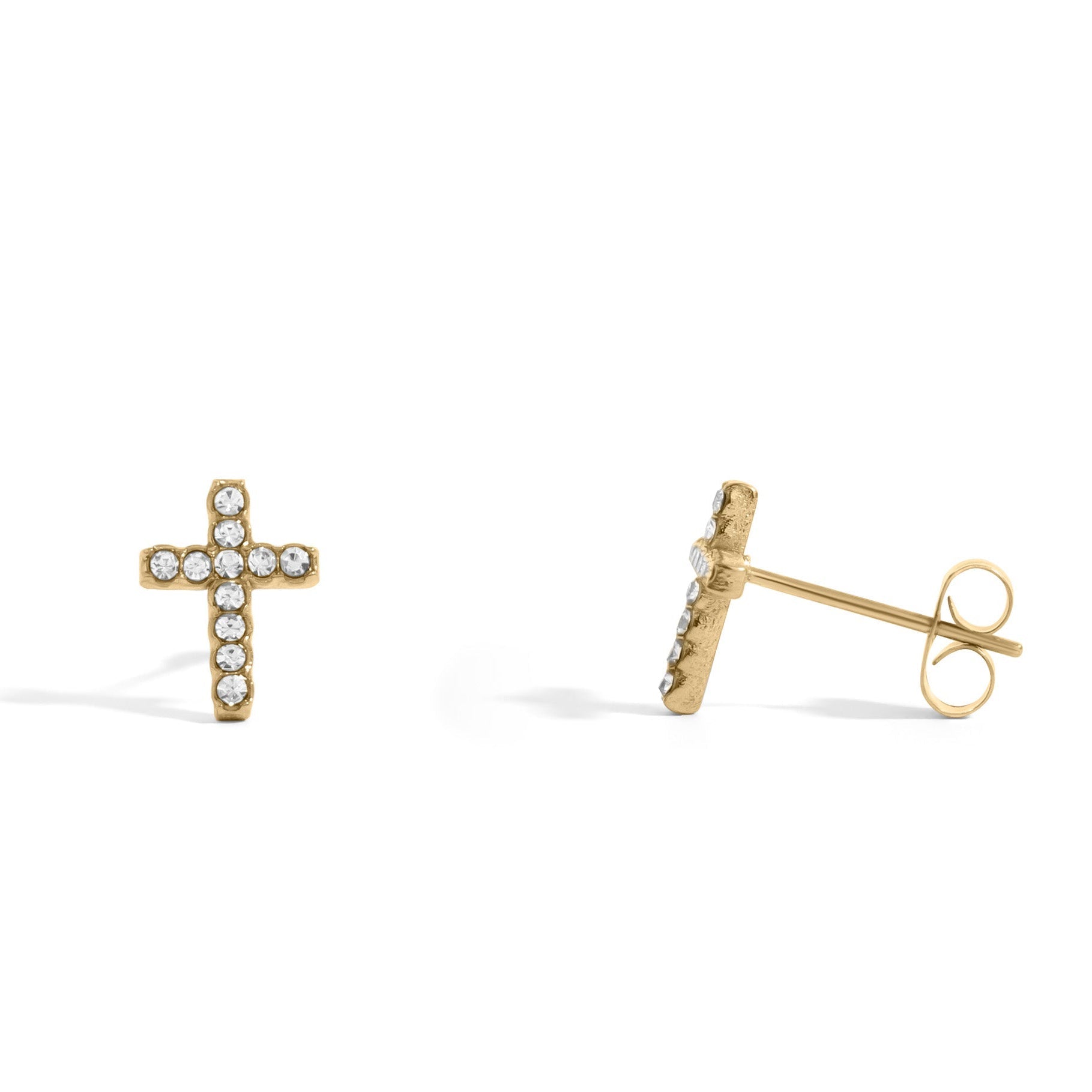 18K Gold Cross Earrings – Hypoallergenic Gold Plated Stone Studs Jewelry - Earring | Sunflower Soul Boutique