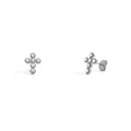18K Gold Cross Earrings – Hypoallergenic Stainless Steel Studs with Round Stone - Earring | Sunflower Soul Boutique
