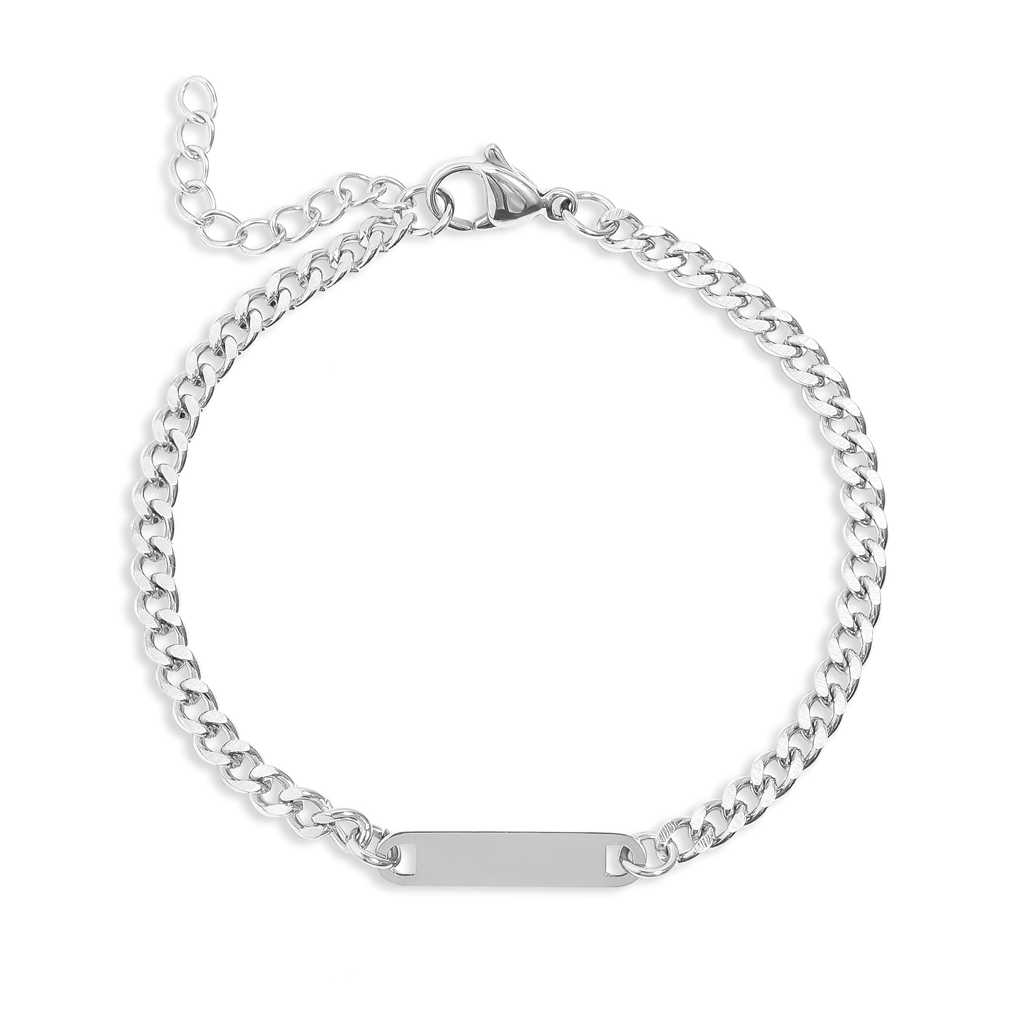 18K Gold Curb Bracelet – Adjustable Stainless Steel Chain With Engraving Bar Jewelry - Bracelets | Sunflower Soul Boutique