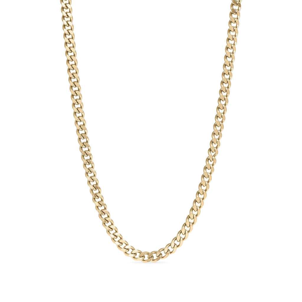 18K Gold Curb Chain – Diamond Cut Flat Stainless Steel Necklace with Lobster Claw Clasp - Chain | Sunflower Soul Boutique
