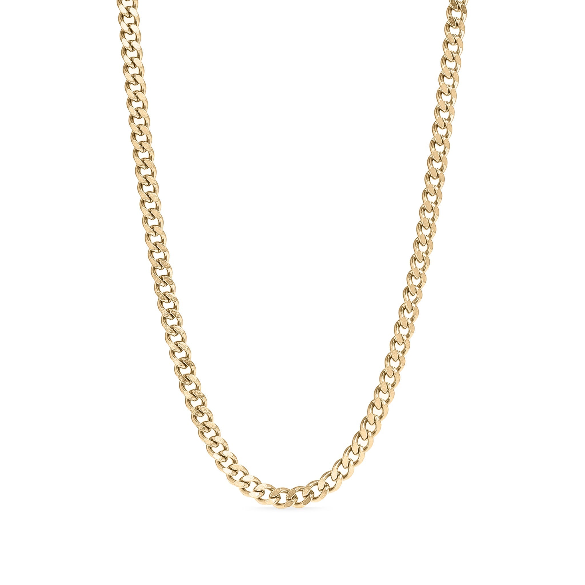 18K Gold Curb Chain – Diamond Cut Flat Stainless Steel Necklace with Lobster Claw Clasp - Chain | Sunflower Soul Boutique