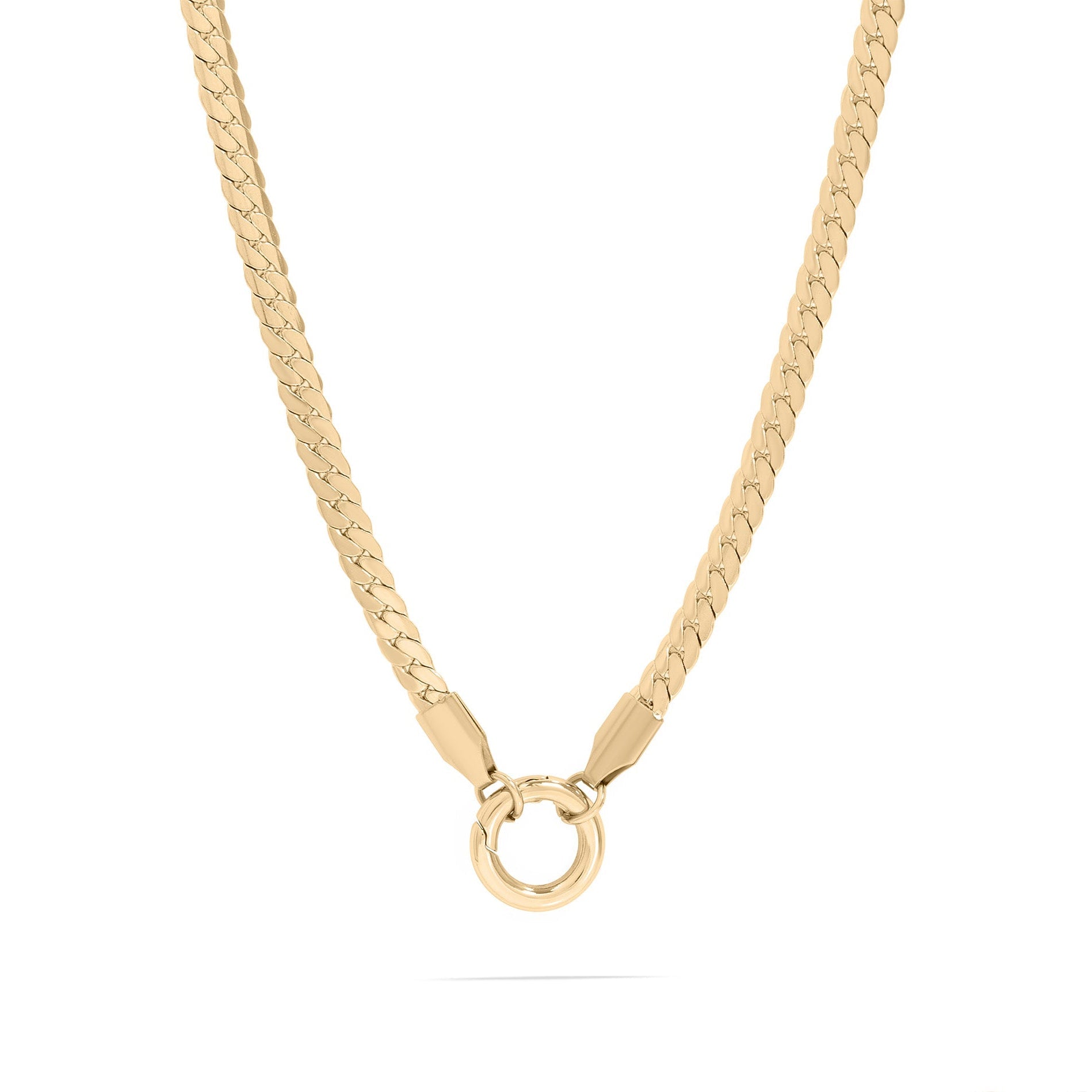 18K Gold Curb Necklace – Stainless Steel Charm Holder | Tarnish Resistant Jewelry - Charm holder | Sunflower Soul Boutique
