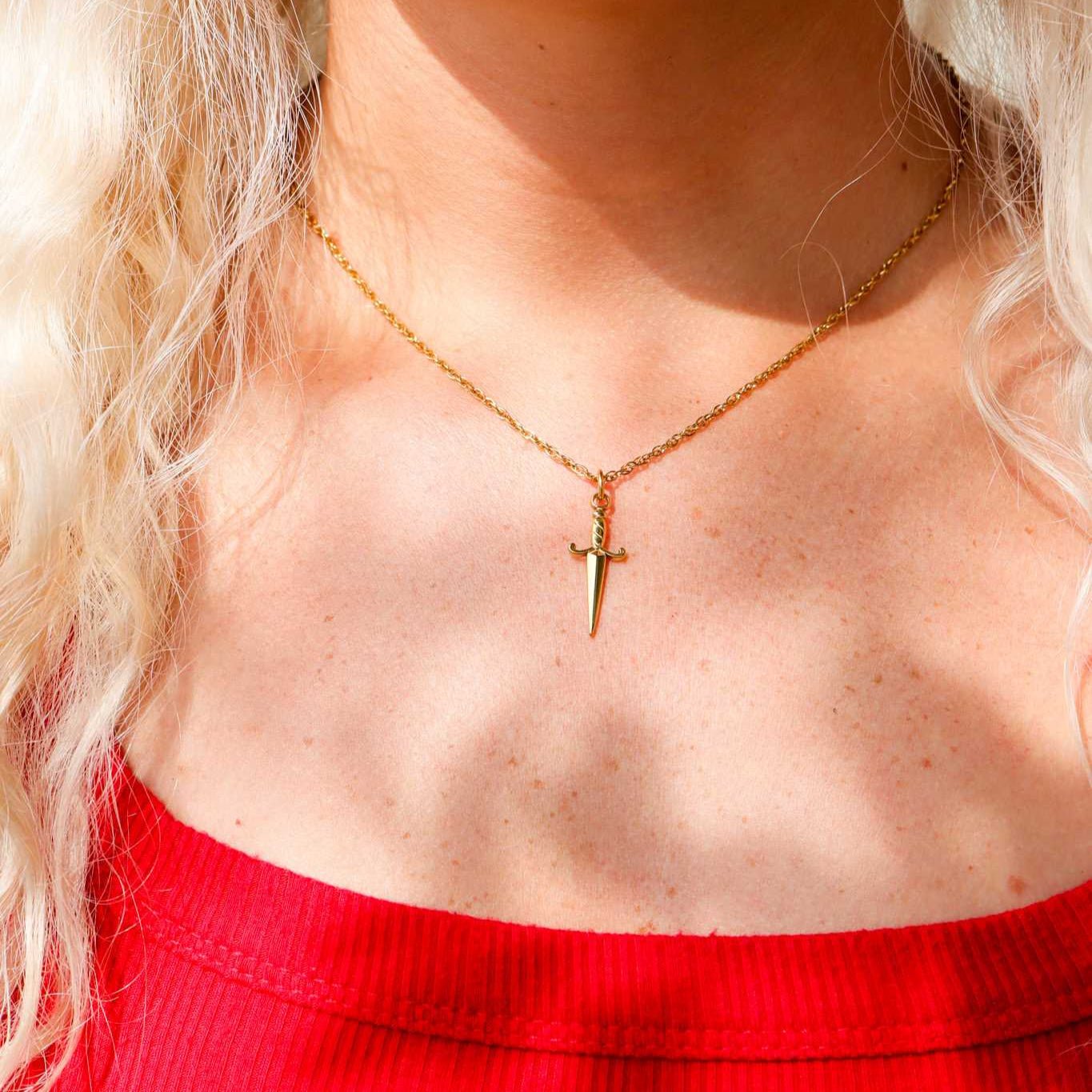 18K Gold Dagger Charm - PVD Coated Stainless Steel Pendant | Waterproof Jewelry - charm | Sunflower Soul Boutique