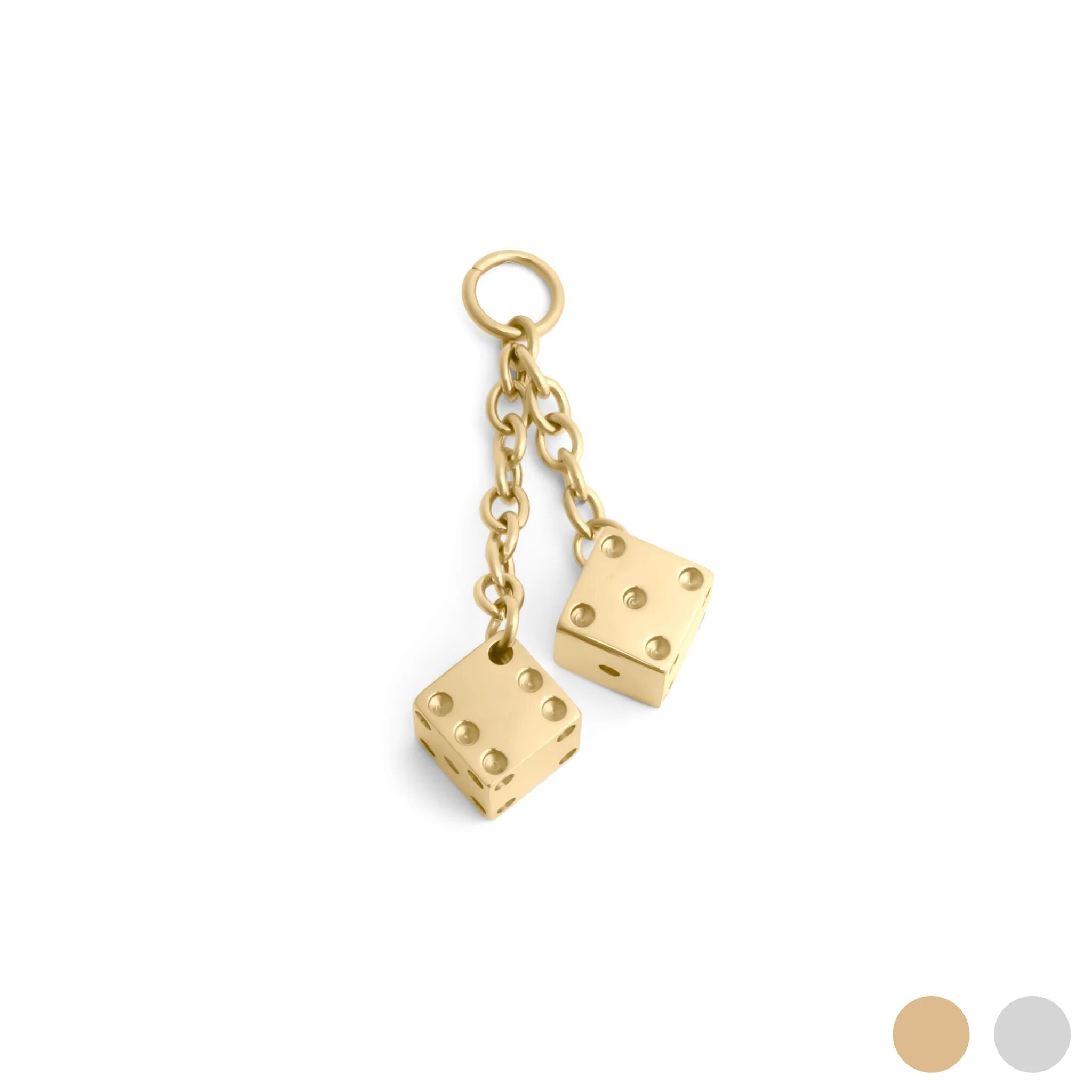 18K Gold Dice Charm – Durable Stainless Steel Jewelry With Minimalist Design - Charms | Sunflower Soul Boutique