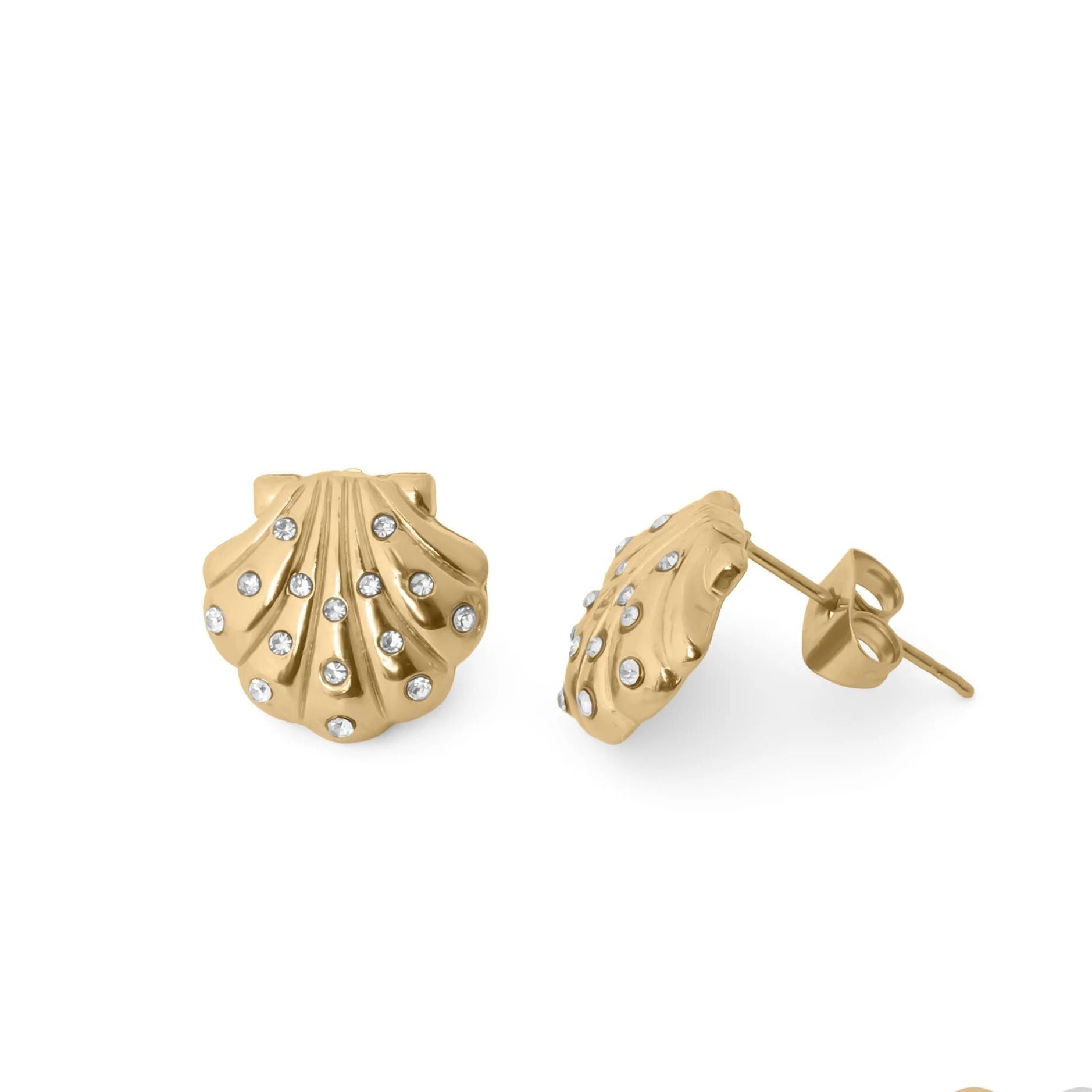 18K Gold Earrings – Hypoallergenic Stainless Steel Studs with Iridescent Shell - Earring | Sunflower Soul Boutique