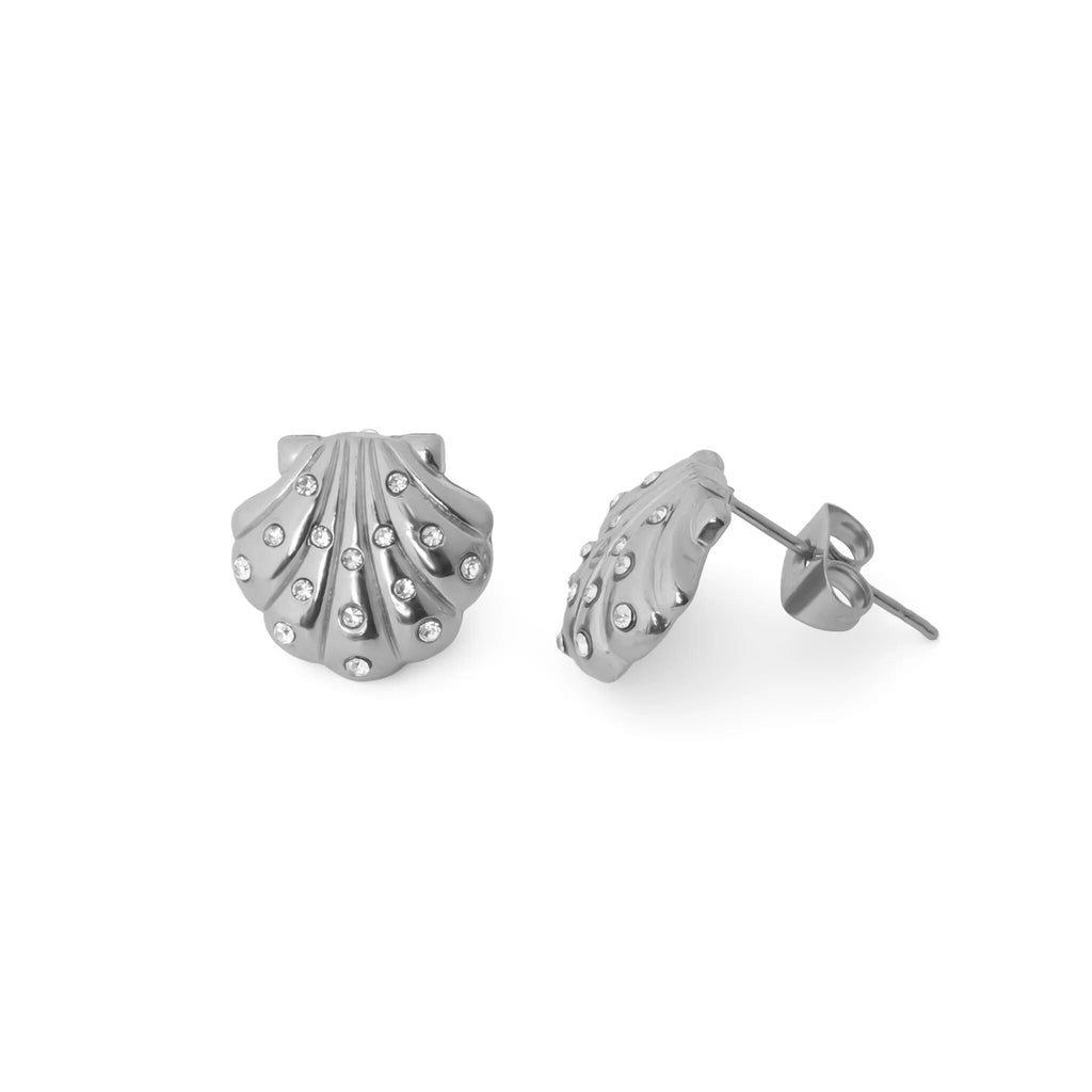 18K Gold Earrings – Hypoallergenic Stainless Steel Studs with Iridescent Shell - Earring | Sunflower Soul Boutique