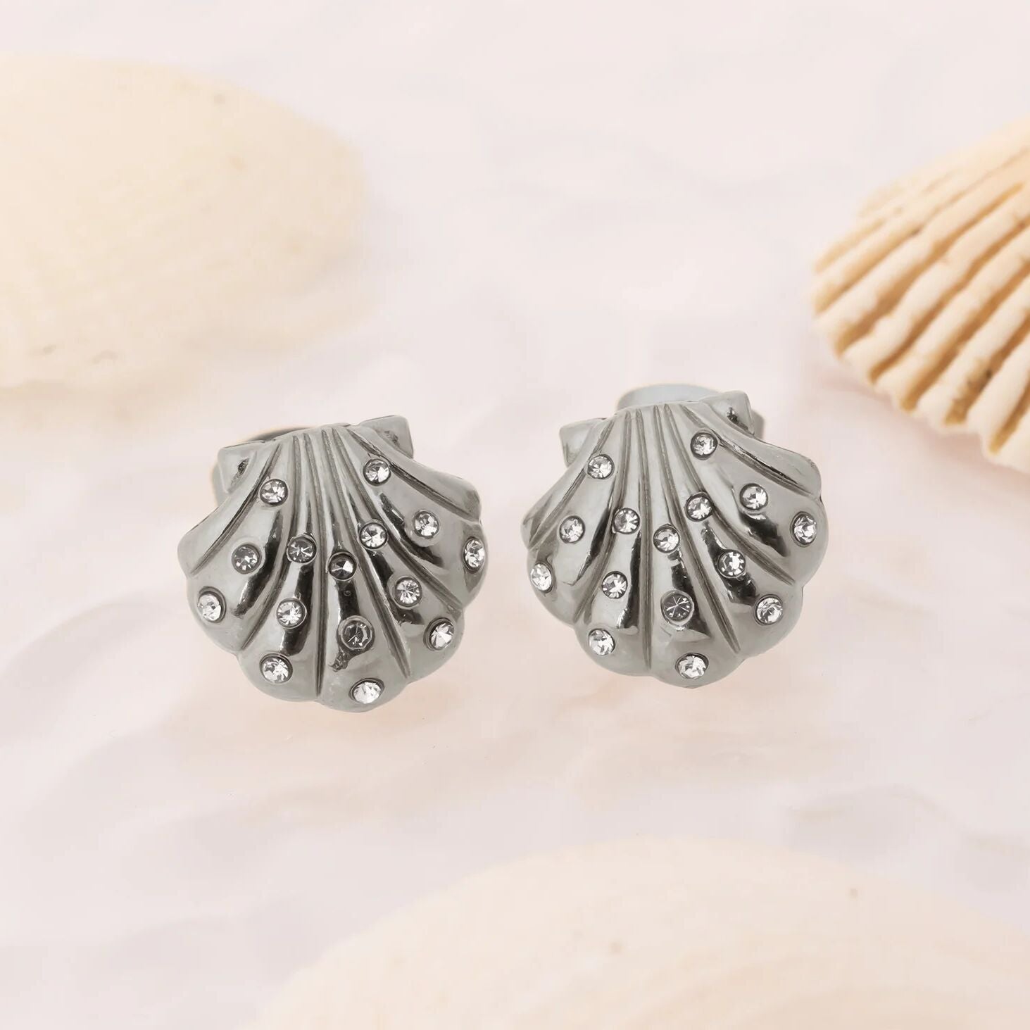 18K Gold Earrings – Hypoallergenic Stainless Steel Studs with Iridescent Shell - Earring | Sunflower Soul Boutique