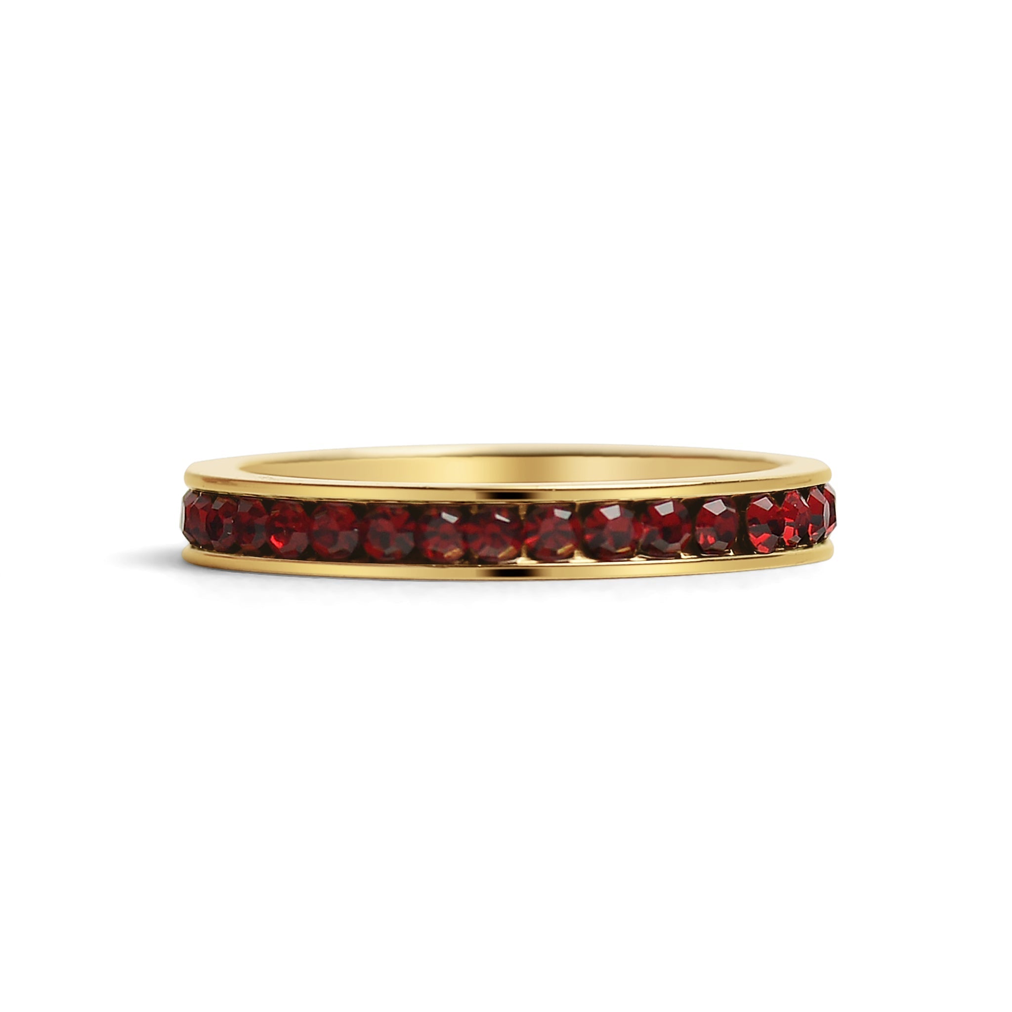18K Gold Eternity Ring – Hypoallergenic Birthstone CZ Channel Set Jewelry - Ring | Sunflower Soul Boutique