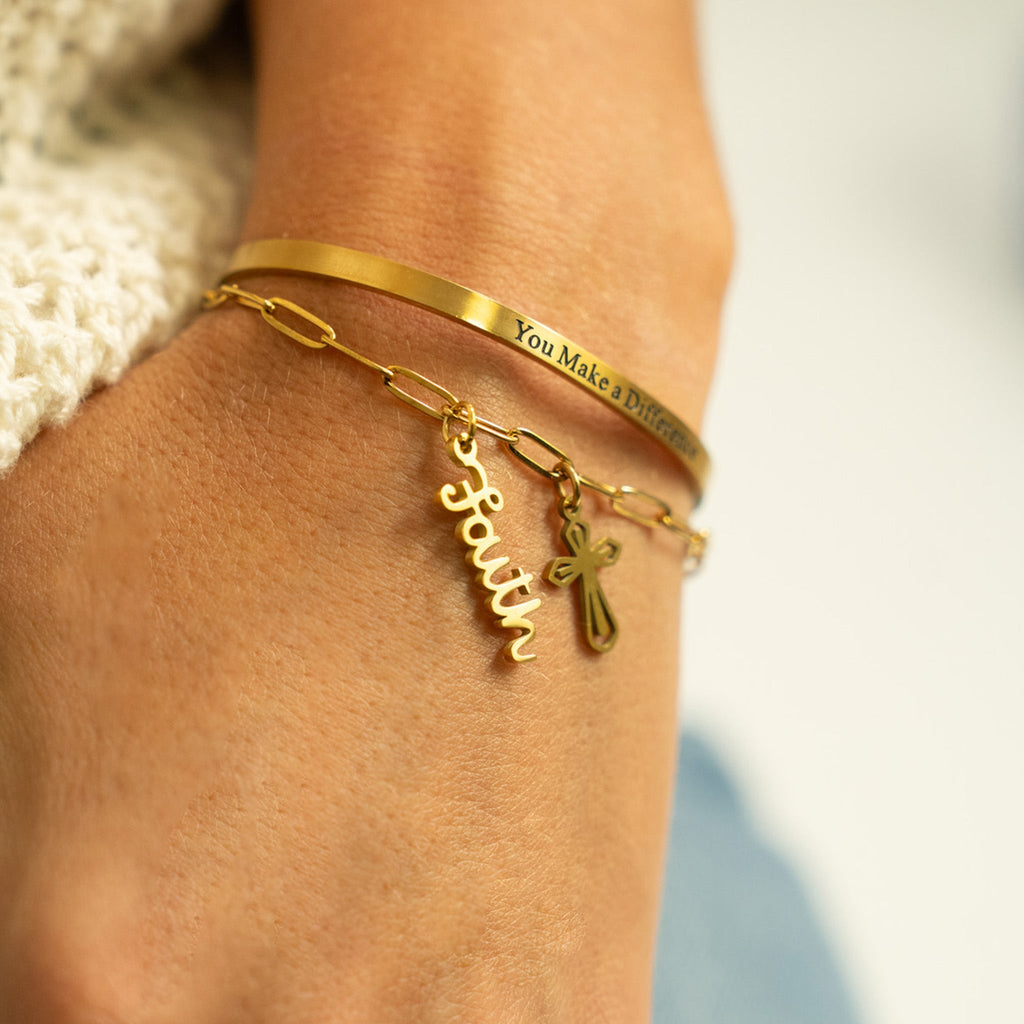 18K Gold Faith Charm – PVD Coated Stainless Steel Pendant | Symbol Of Hope Jewelry - charm | Sunflower Soul Boutique