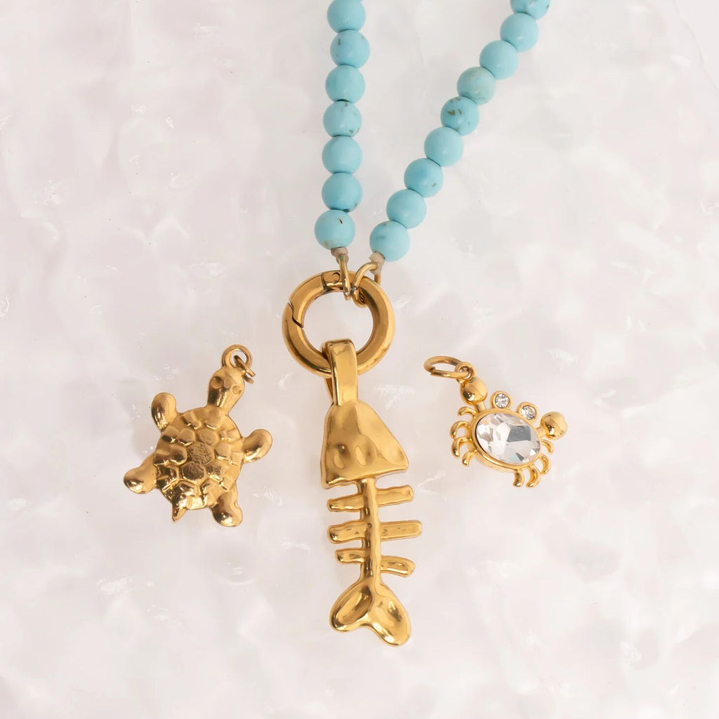 18K Gold Fish Bone Charm – Durable Gold Plated Stainless Steel Pendant - Charms | Sunflower Soul Boutique